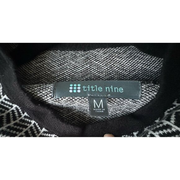Title Nine Turtleneck Sweater Sz M Merino Wool Blend Pullover Herringbone Black - Picture 3 of 7